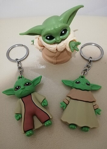 Baby Yoda dekor figür biblo ve anahtarlık set koleksiyon süs vin