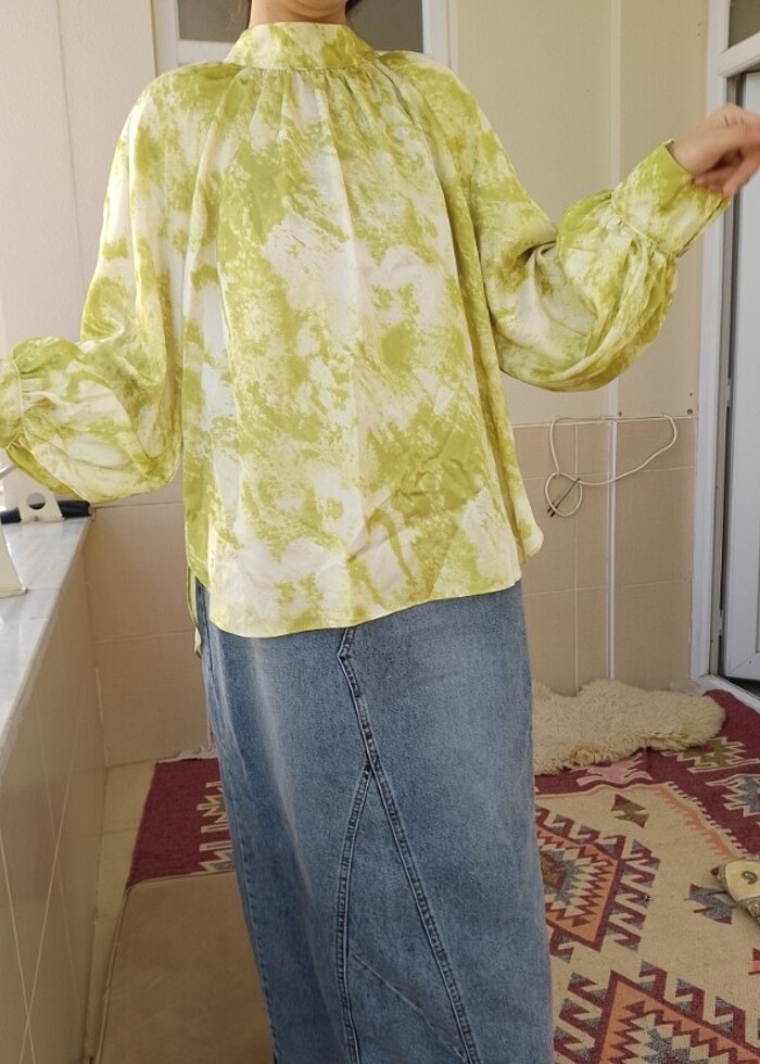 #tesettür #bluz #gömlek #saten #yağyeşili #mezuniyet - Görsel 3