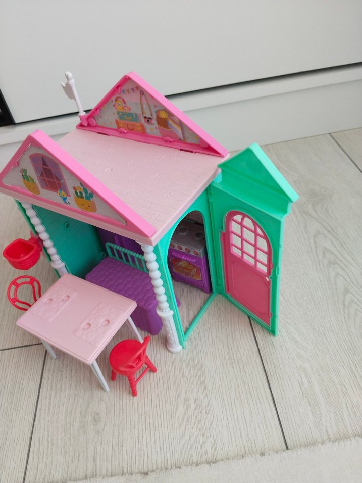 Pastel Renkli Pembe Mini Oyun Evi Oyuncağı - Görsel 5