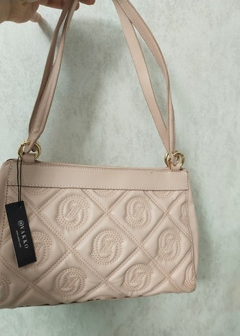 Bej Deri Kadın Omuz Çantası - Görsel 2