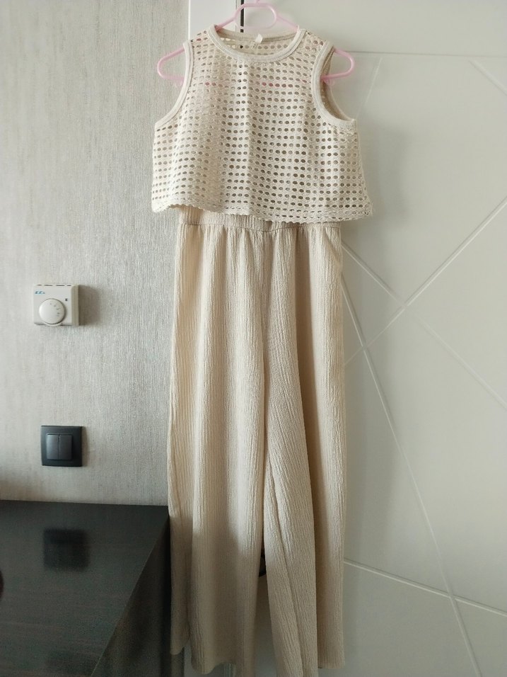 Bej Dantelli Kolsuz Uzun Tulum - Görsel 2