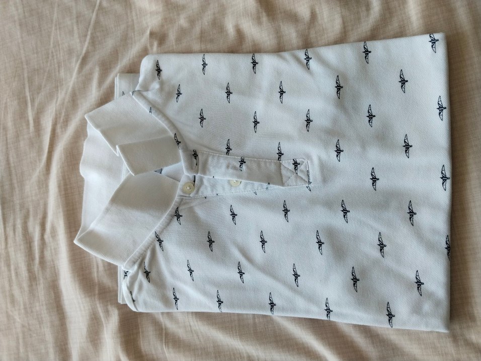 Erkek Beyaz Desenli Kısa Kollu Polo Tişört - Görsel 3