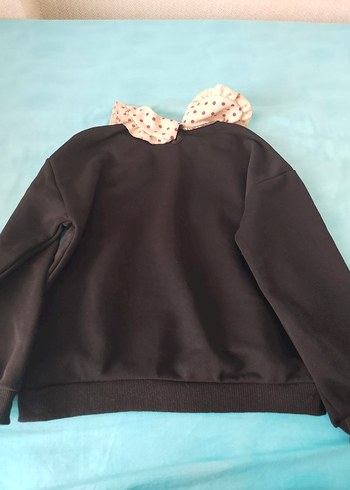 Puantiye Desenli Fırfırlı Siyah Sweatshirt - Görsel 3