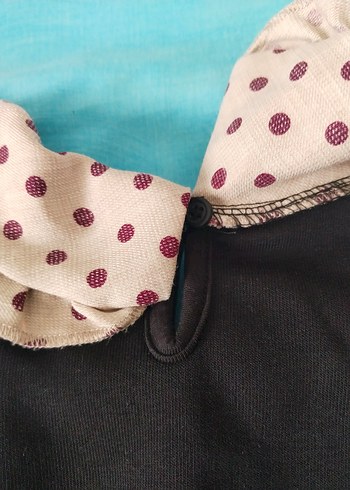 Puantiye Desenli Fırfırlı Siyah Sweatshirt - Görsel 4