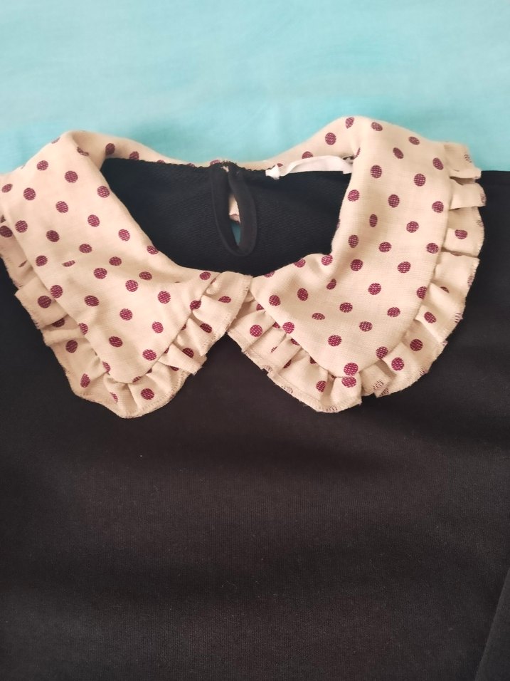 Puantiye Desenli Fırfırlı Siyah Sweatshirt - Görsel 2