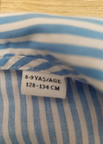 Kız Çocuk Mavi Çizgili Düğmeli Bluz - Görsel 5