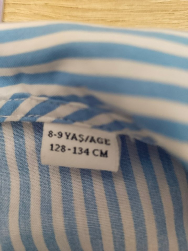 Kız Çocuk Mavi Çizgili Düğmeli Bluz - Görsel 5