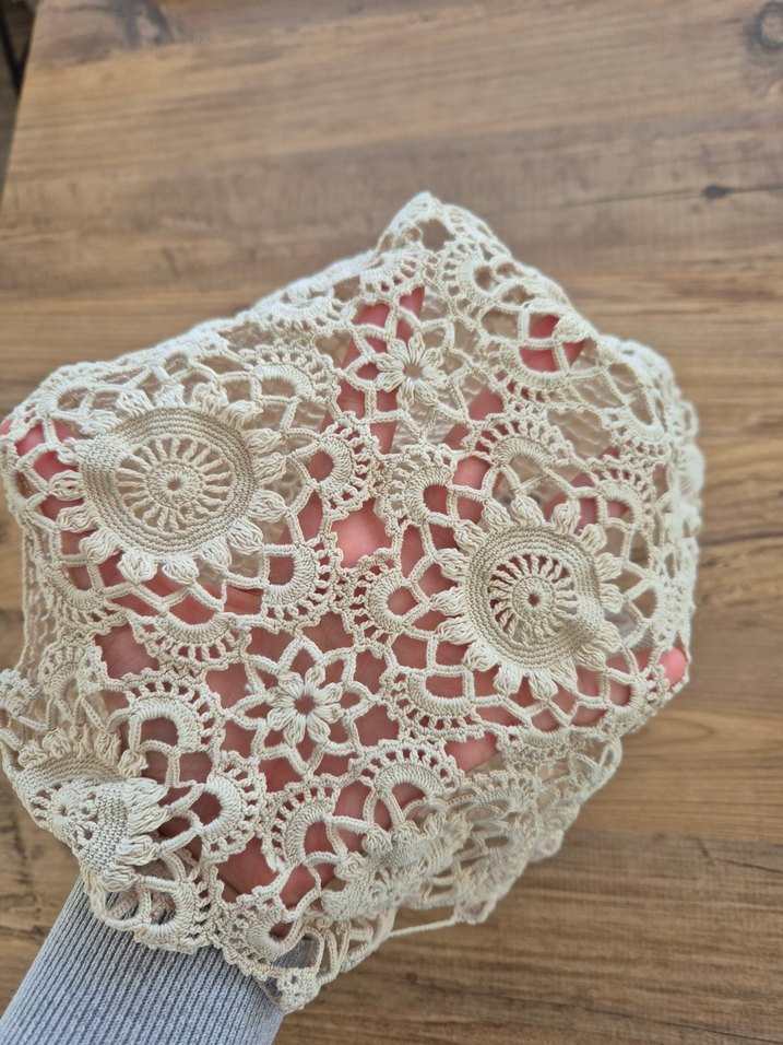 Tığ İşi El Emeği Dantel Kırlent Kılıfı - Görsel 3