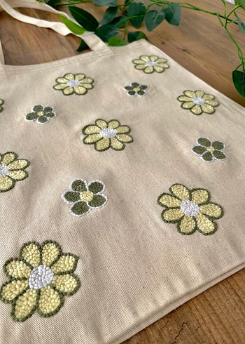 Papatyalı Tote Bag/Bez Çanta - Görsel 2