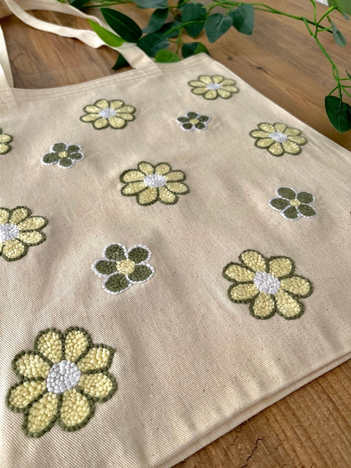 Papatyalı Tote Bag/Bez Çanta - Görsel 2