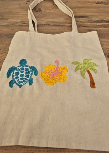 Tropikal Temalı Tote Bag /Bez Çanta - Görsel 3