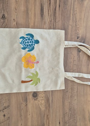 Tropikal Temalı Tote Bag /Bez Çanta - Görsel 4
