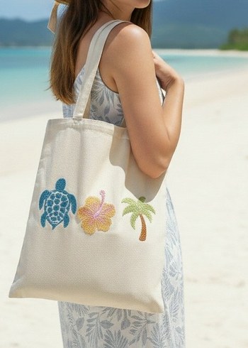 Tropikal Temalı Tote Bag /Bez Çanta - Görsel 2