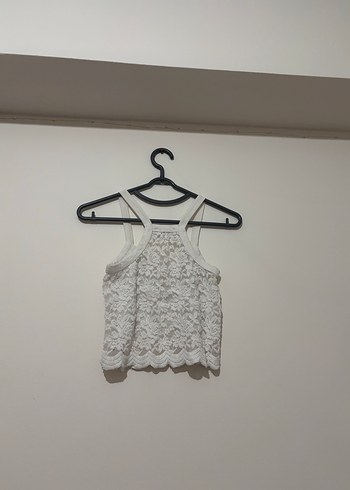 Trendyol & Milla Dantelli Beyaz Askısız Crop Top
