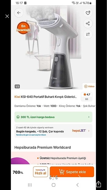 Beden beyaz Renk Kiwi marka portatif dik buharlı ütü