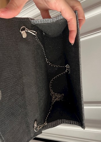 Gri Kadın Kemerli Clutch Çanta - Görsel 3