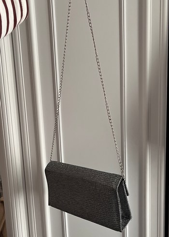 Gri Kadın Kemerli Clutch Çanta - Görsel 5