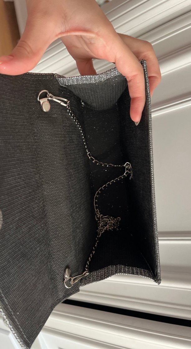 Gri Kadın Kemerli Clutch Çanta - Görsel 3