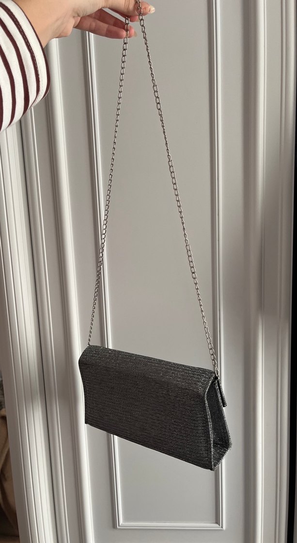 Gri Kadın Kemerli Clutch Çanta - Görsel 5