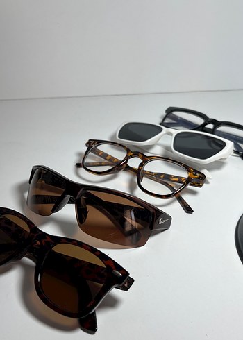 Kadın Minimalist Kahverengi Gözlükler - Görsel 4