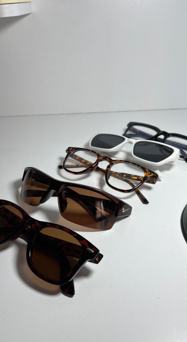 Kadın Minimalist Kahverengi Gözlükler - Görsel 4