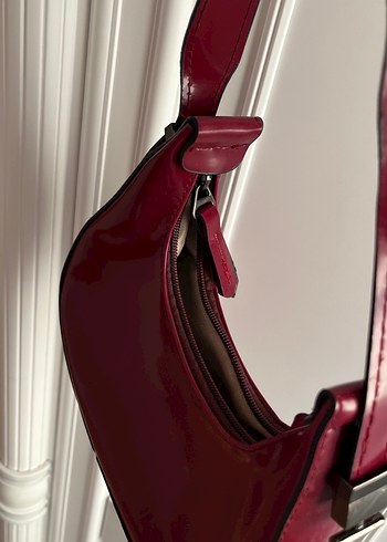 Bordo Parlak Deri Kadın Çanta - Görsel 3