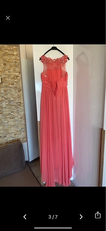 Nişan abiye pembe abiye uzun abiye - Görsel 3