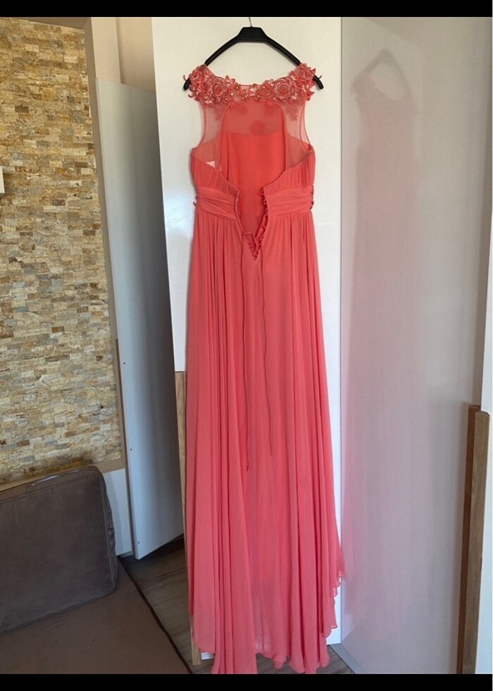 Nişan abiye pembe abiye uzun abiye - Görsel 3