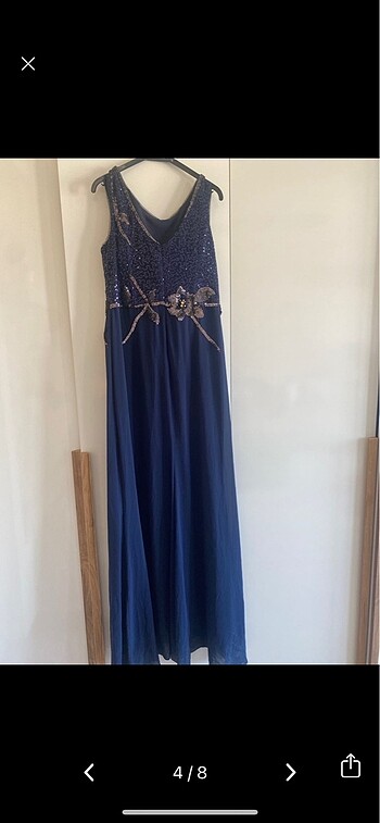 Abiye uzun abiye lacivert elbise - Görsel 4