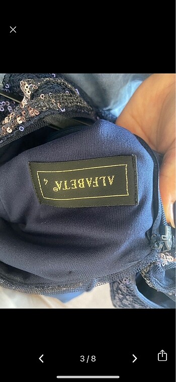 Abiye uzun abiye lacivert elbise - Görsel 3