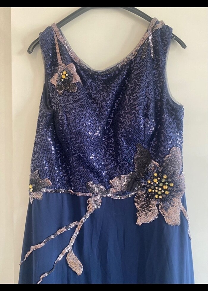 Abiye uzun abiye lacivert elbise - Görsel 2