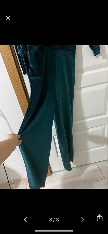 Yeşil tulum rahat tulum kadife tulum - Görsel 3