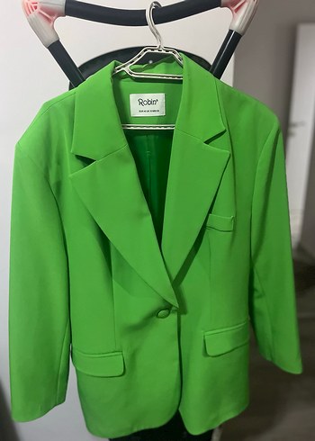 40 Beden Yeşil Düğmeli Kadın Blazer Ceket