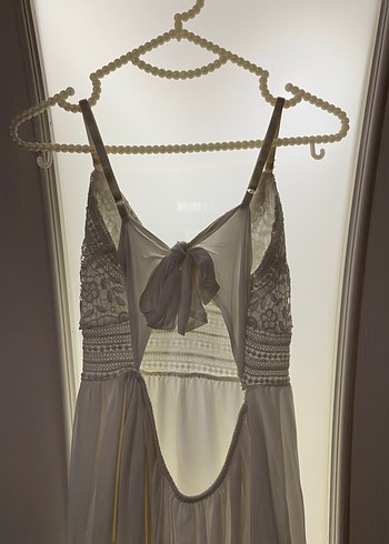 Dantel İşlemeli V Yaka Bohem Kısa Elbise - Görsel 4