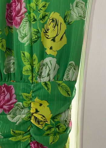 ZARA YEŞİL GÜLLÜ ELBİSE - Görsel 5