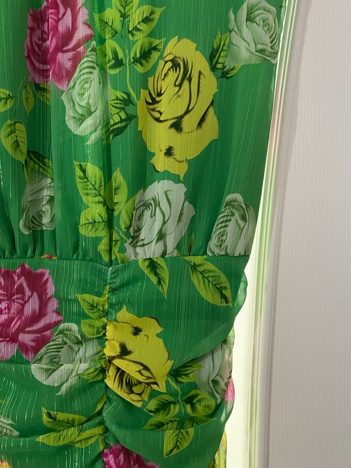 ZARA YEŞİL GÜLLÜ ELBİSE - Görsel 5