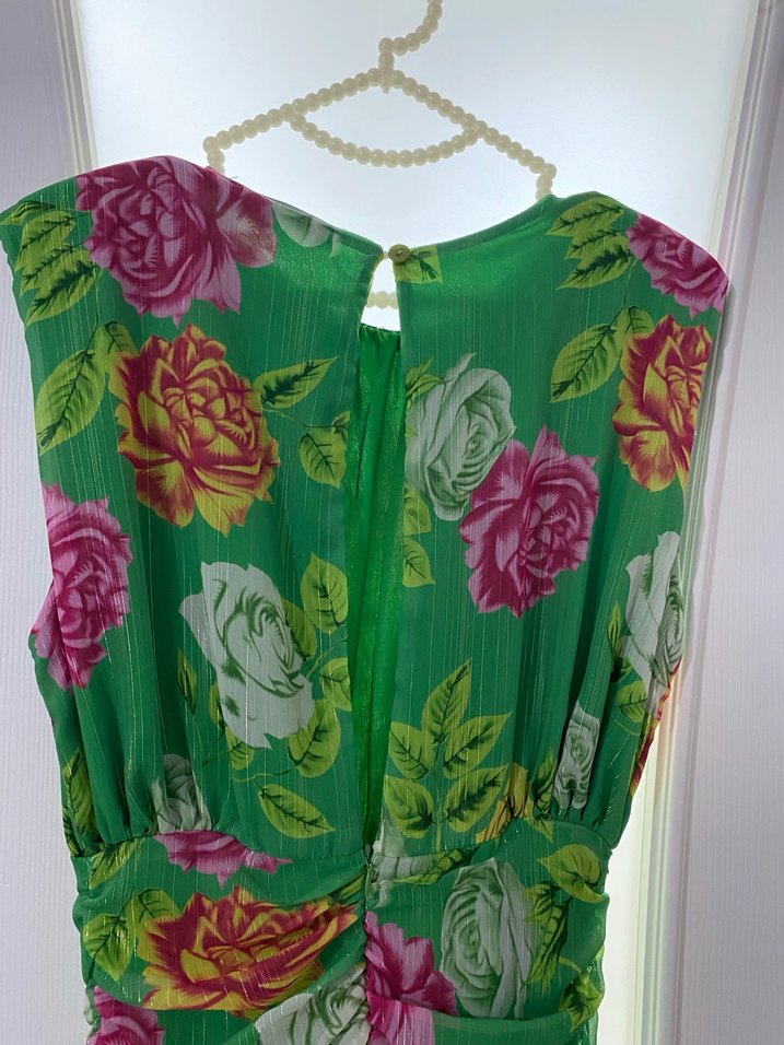 ZARA YEŞİL GÜLLÜ ELBİSE - Görsel 4