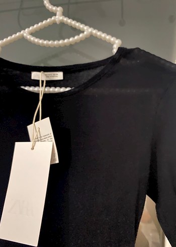 Siyah Uzun Kollu Transparan Zara Bluz - Görsel 3