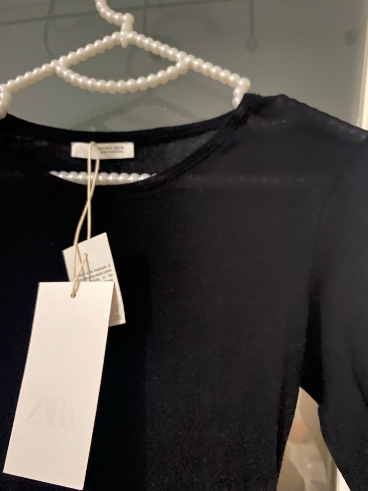 Siyah Uzun Kollu Transparan Zara Bluz - Görsel 3