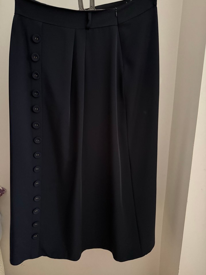 Düğmeli Uzun Siyah Kadın Etek - Görsel 4