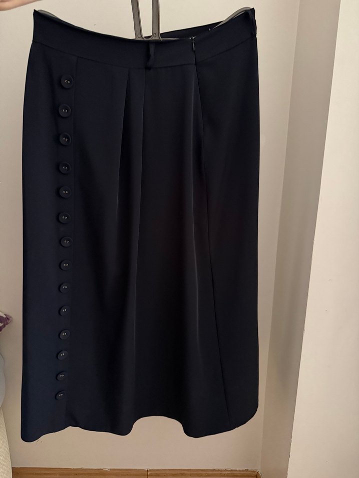 Düğmeli Uzun Siyah Kadın Etek - Görsel 3