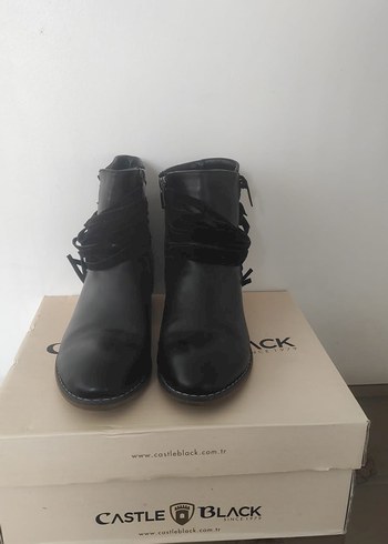 Siyah Deri Kadın Gotik Topuklu Bot - Görsel 2