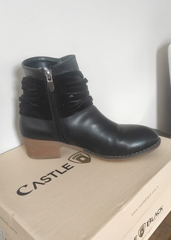 Siyah Deri Kadın Gotik Topuklu Bot - Görsel 5