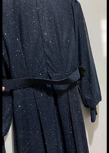 Kemerli lacivert Uzun Abiye Elbise - Görsel 4