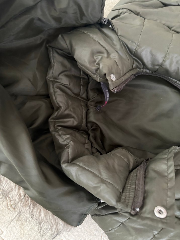 Haki Uzun Kadın Kışlık Mont Kürklü Kapüşonlu - Görsel 4