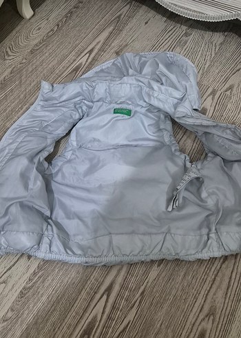 Kız Çocuk Gri Kapüşonlu Düğmeli Yelek - Görsel 4