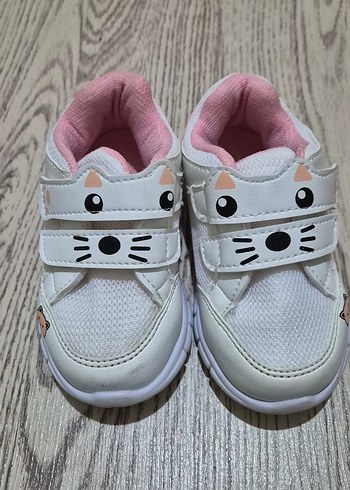 Kız Çocuk Beyaz Baskılı Cırt Cırtlı Spor Ayakkabı - Görsel 2