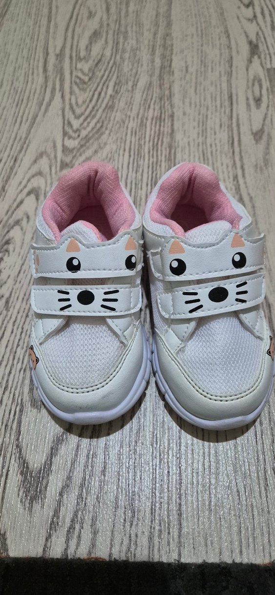 Kız Çocuk Beyaz Baskılı Cırt Cırtlı Spor Ayakkabı - Görsel 2