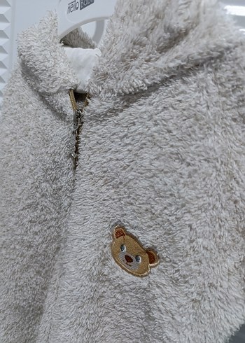 Gri Peluş ayaklı Bebek Tulumu - Görsel 2