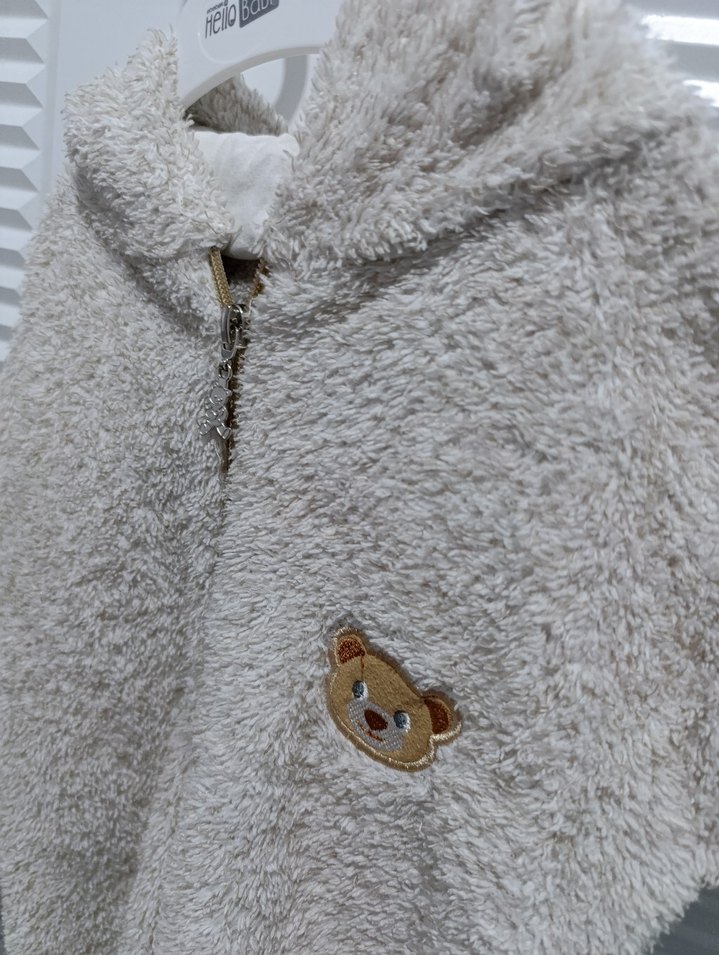 Gri Peluş ayaklı Bebek Tulumu - Görsel 2